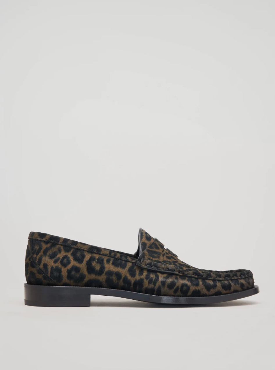 THEO PENNY LOAFER IN LEOPARD SUEDE