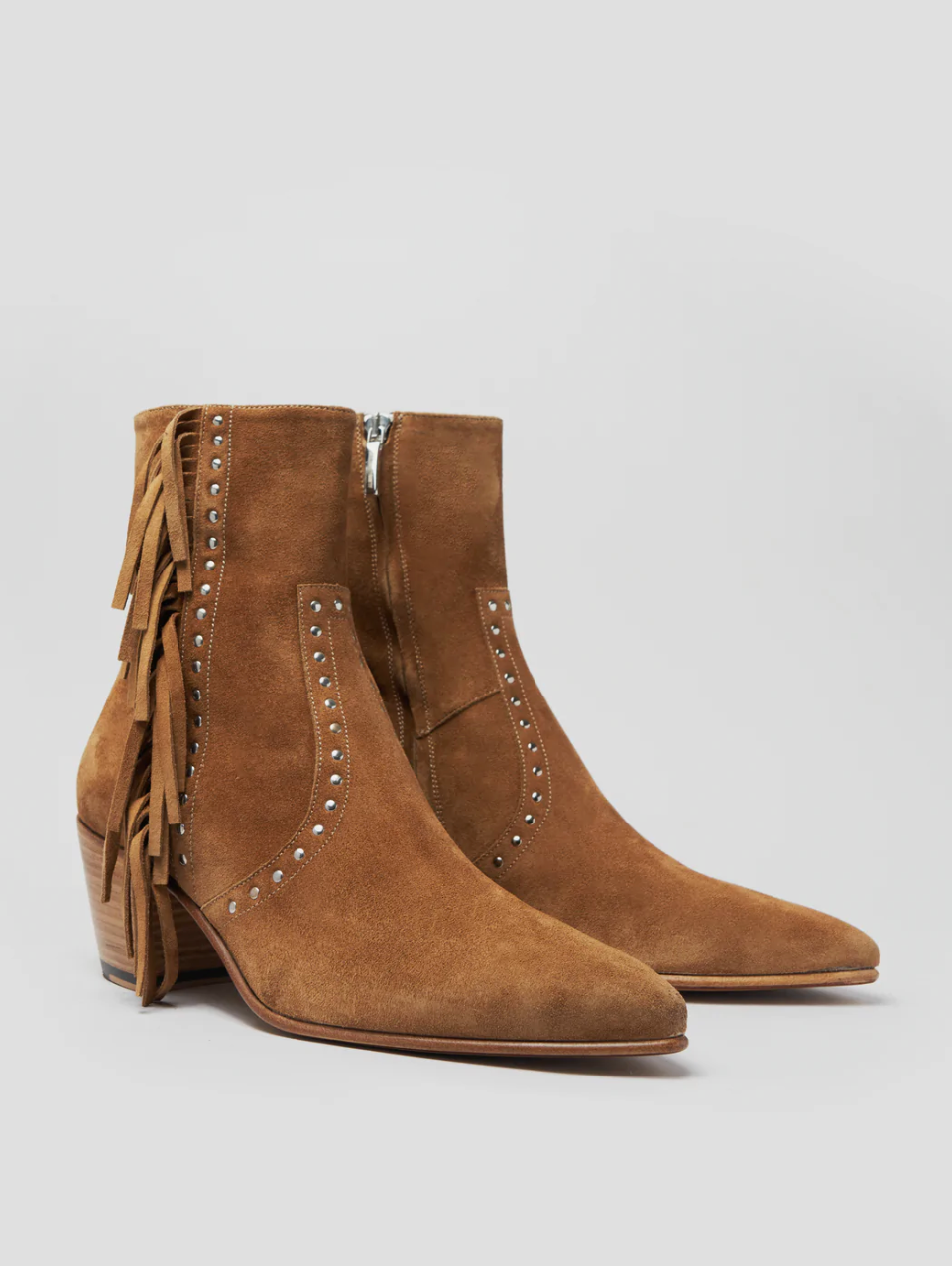 NICO "MOJAVE" 60MM FRINGED BOOTS EN DAIM