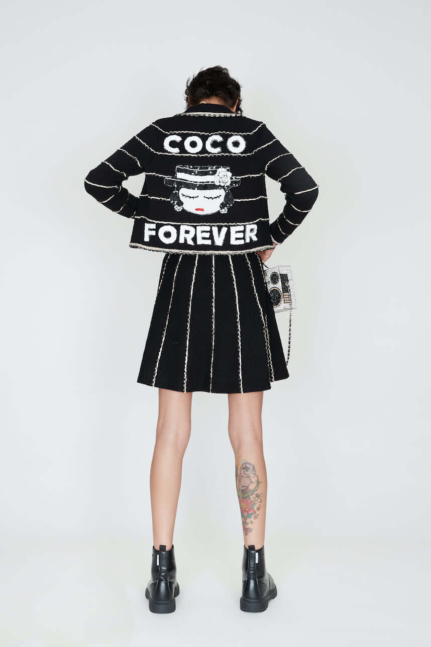 "COCO FOREVER" CROPPED WOOL JACKET